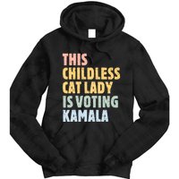 Vintage Retro This Childless Cat Lady Is Voting Kamala Harris 2024 Tie Dye Hoodie