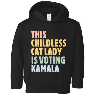 Vintage Retro This Childless Cat Lady Is Voting Kamala Harris 2024 Toddler Hoodie