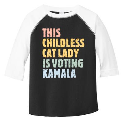 Vintage Retro This Childless Cat Lady Is Voting Kamala Harris 2024 Toddler Fine Jersey T-Shirt