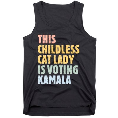 Vintage Retro This Childless Cat Lady Is Voting Kamala Harris 2024 Tank Top