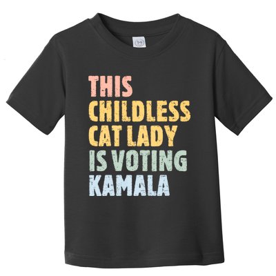 Vintage Retro This Childless Cat Lady Is Voting Kamala Harris 2024 Toddler T-Shirt