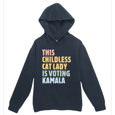 Vintage Retro This Childless Cat Lady Is Voting Kamala Harris 2024 Urban Pullover Hoodie