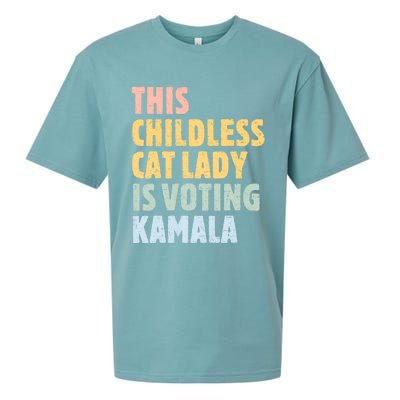 Vintage Retro This Childless Cat Lady Is Voting Kamala Harris 2024 Sueded Cloud Jersey T-Shirt