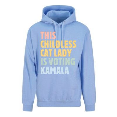 Vintage Retro This Childless Cat Lady Is Voting Kamala Harris 2024 Unisex Surf Hoodie