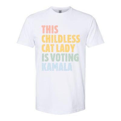 Vintage Retro This Childless Cat Lady Is Voting Kamala Harris 2024 Softstyle CVC T-Shirt