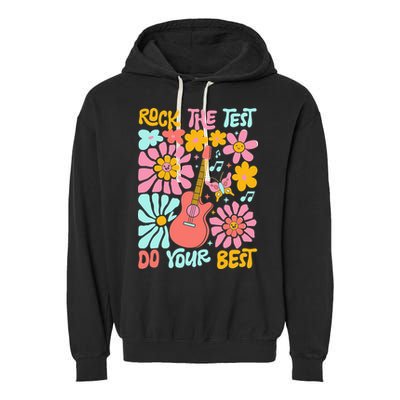 Vintage Rock The Test Funny Test Day For Teachers Garment-Dyed Fleece Hoodie