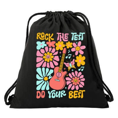 Vintage Rock The Test Funny Test Day For Teachers Drawstring Bag