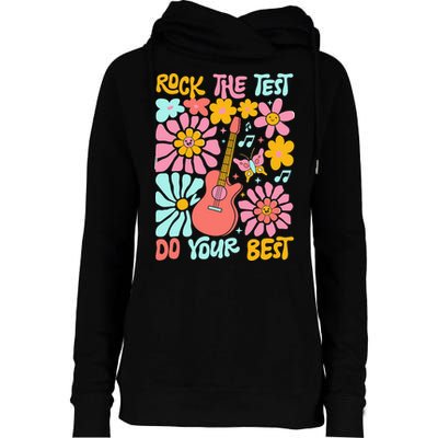 Vintage Rock The Test Funny Test Day For Teachers Womens Funnel Neck Pullover Hood