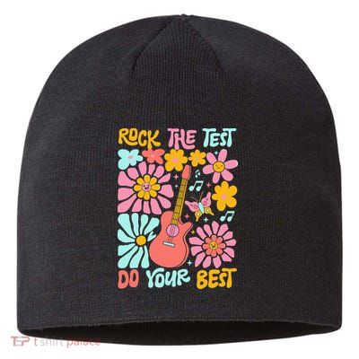 Vintage Rock The Test Funny Test Day For Teachers Sustainable Beanie