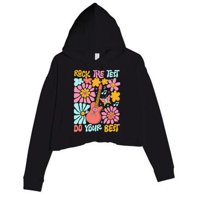 Vintage Rock The Test Funny Test Day For Teachers Crop Fleece Hoodie