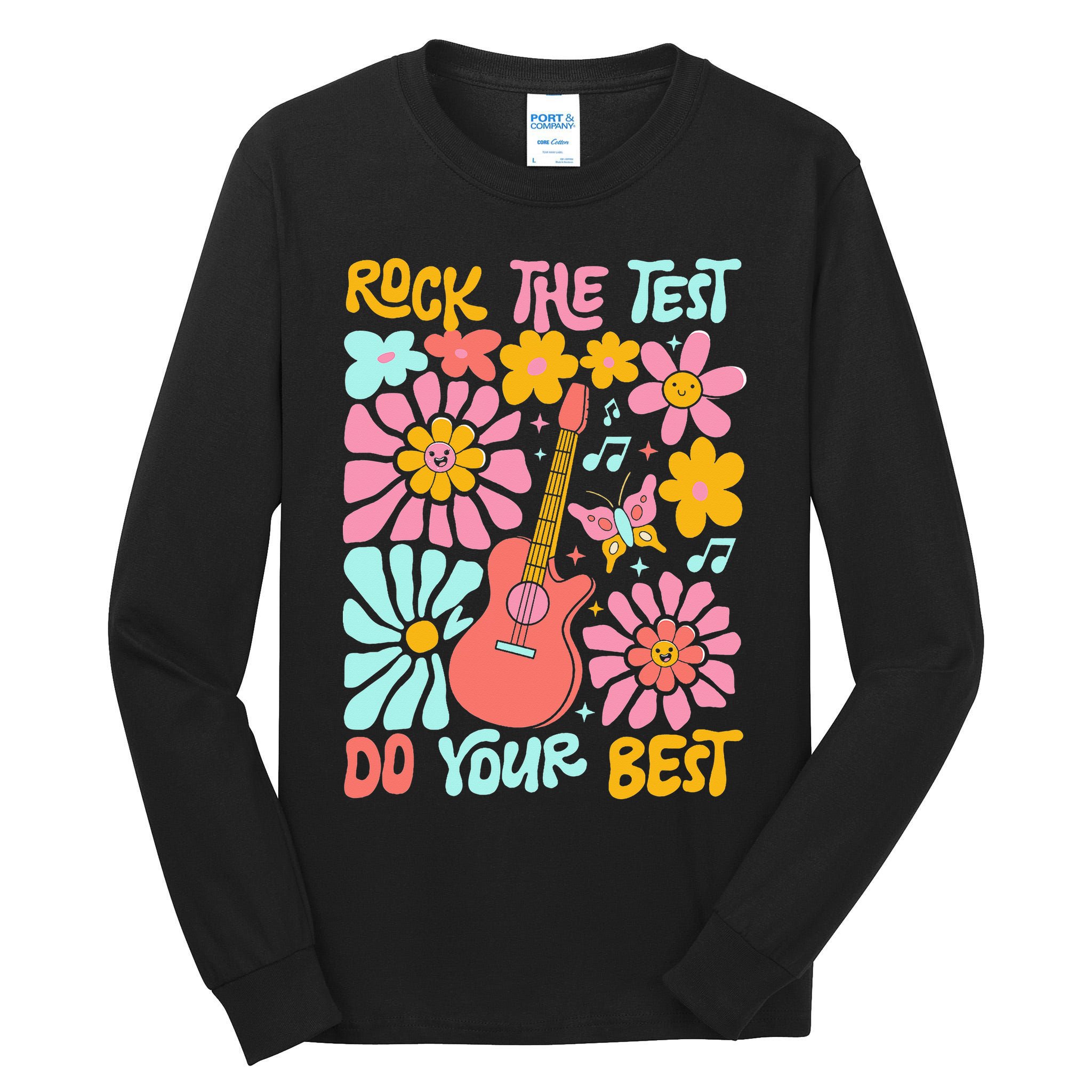 Vintage Rock The Test Funny Test Day For Teachers Tall Long Sleeve T-Shirt
