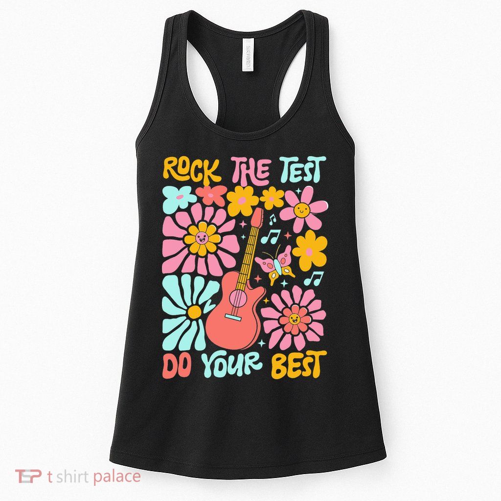 Vintage Rock The Test Funny Test Day For Teachers Womens Tank Top