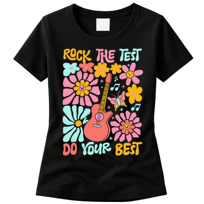 Vintage Rock The Test Funny Test Day For Teachers Womens T-Shirt