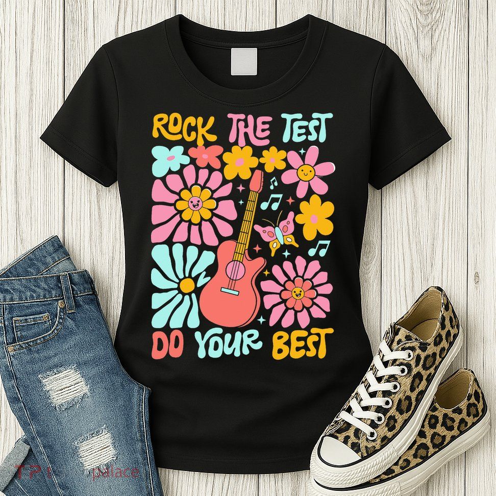 Vintage Rock The Test Funny Test Day For Teachers Womens T-Shirt