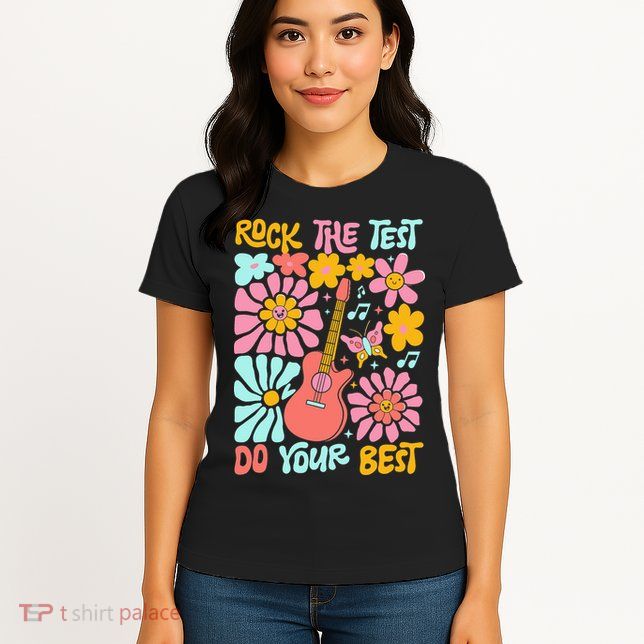 Vintage Rock The Test Funny Test Day For Teachers Womens T-Shirt
