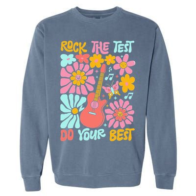Vintage Rock The Test Funny Test Day For Teachers Garment-Dyed Sweatshirt