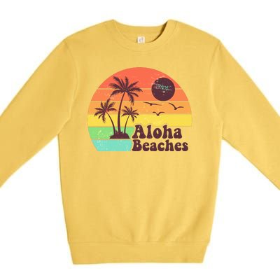 Vintage Retro Tropical Aloha Beahes Premium Crewneck Sweatshirt