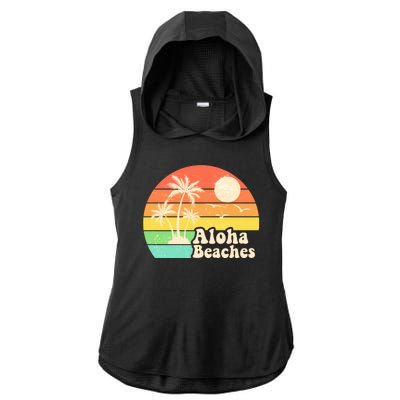 Vintage Retro Tropical Aloha Beahes Ladies PosiCharge Tri-Blend Wicking Draft Hoodie Tank