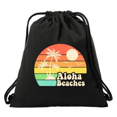 Vintage Retro Tropical Aloha Beahes Drawstring Bag
