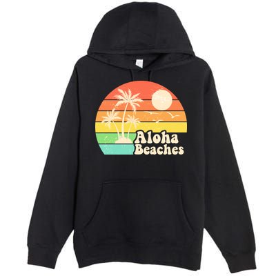 Vintage Retro Tropical Aloha Beahes Premium Pullover Hoodie
