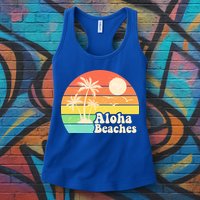 Vintage Retro Tropical Aloha Beahes Womens Tank Top