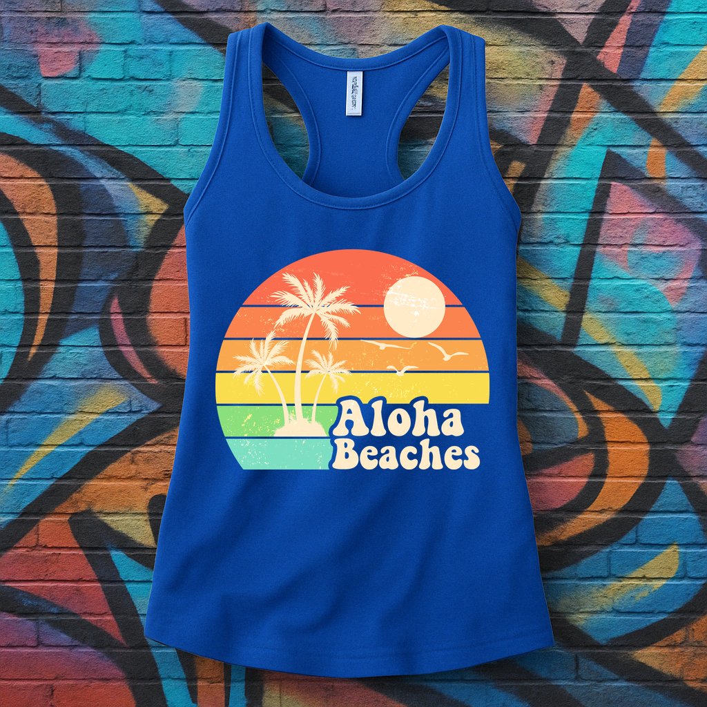 Vintage Retro Tropical Aloha Beahes Womens Tank Top