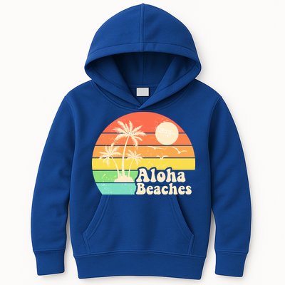 Vintage Retro Tropical Aloha Beahes Kids Hoodie
