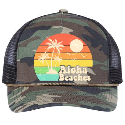 Vintage Retro Tropical Aloha Beahes Retro Rope Trucker Hat Cap