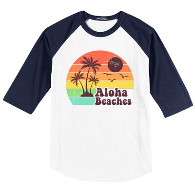 Vintage Retro Tropical Aloha Beahes Baseball Sleeve Shirt