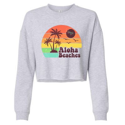 Vintage Retro Tropical Aloha Beahes Cropped Pullover Crew