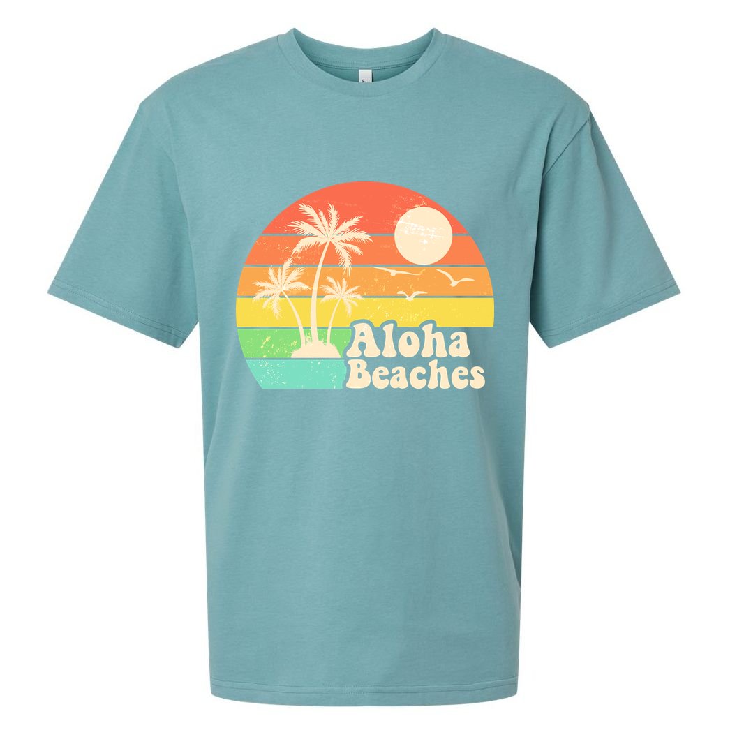 Vintage Retro Tropical Aloha Beahes Sueded Cloud Jersey T-Shirt