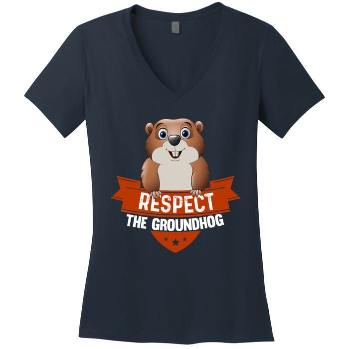 Vintage Respect The Groundhog Day Women's V-Neck T-Shirt