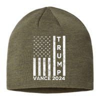 Vote Red Trump Vance 2024 Grunged Usa Flag Sustainable Beanie