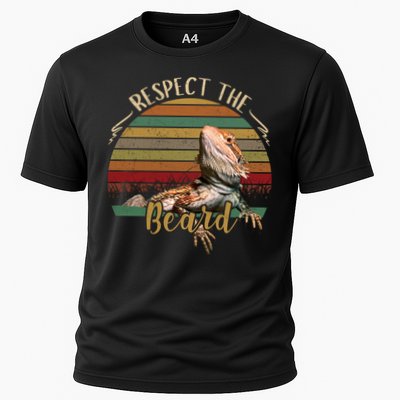 Vintage Respect The Beard Funny Bearded Dragon Lizard Gift Cooling Performance Crew T-Shirt