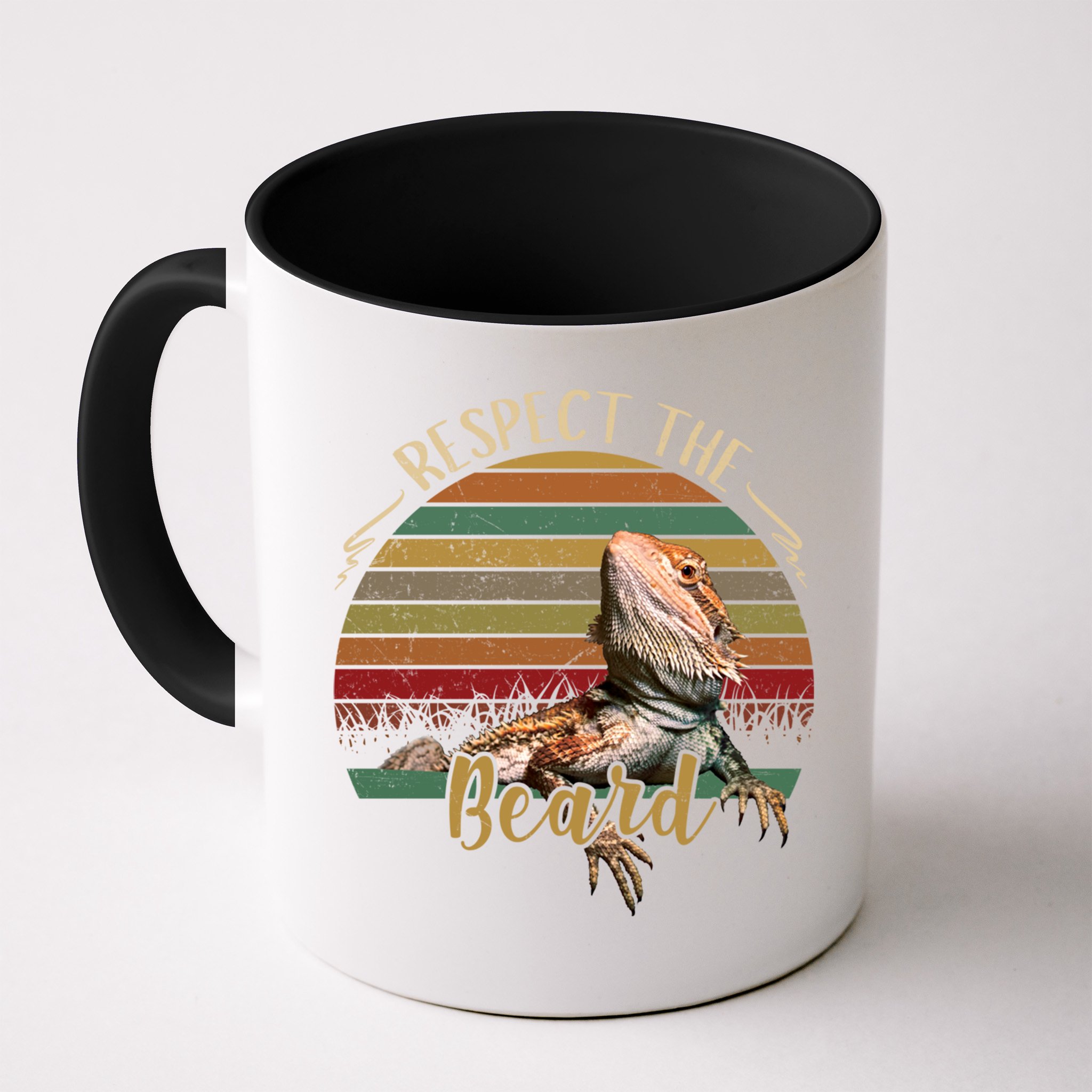 Vintage Respect The Beard Funny Bearded Dragon Lizard Gift Mug