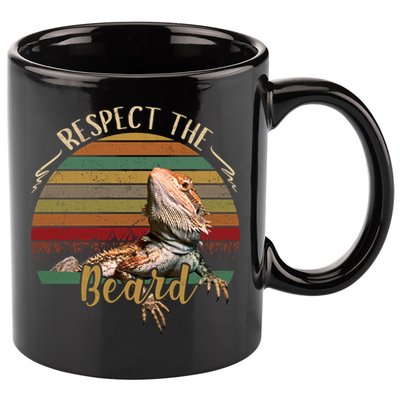 Vintage Respect The Beard Funny Bearded Dragon Lizard Gift 11oz C Handle Ceramic Mug