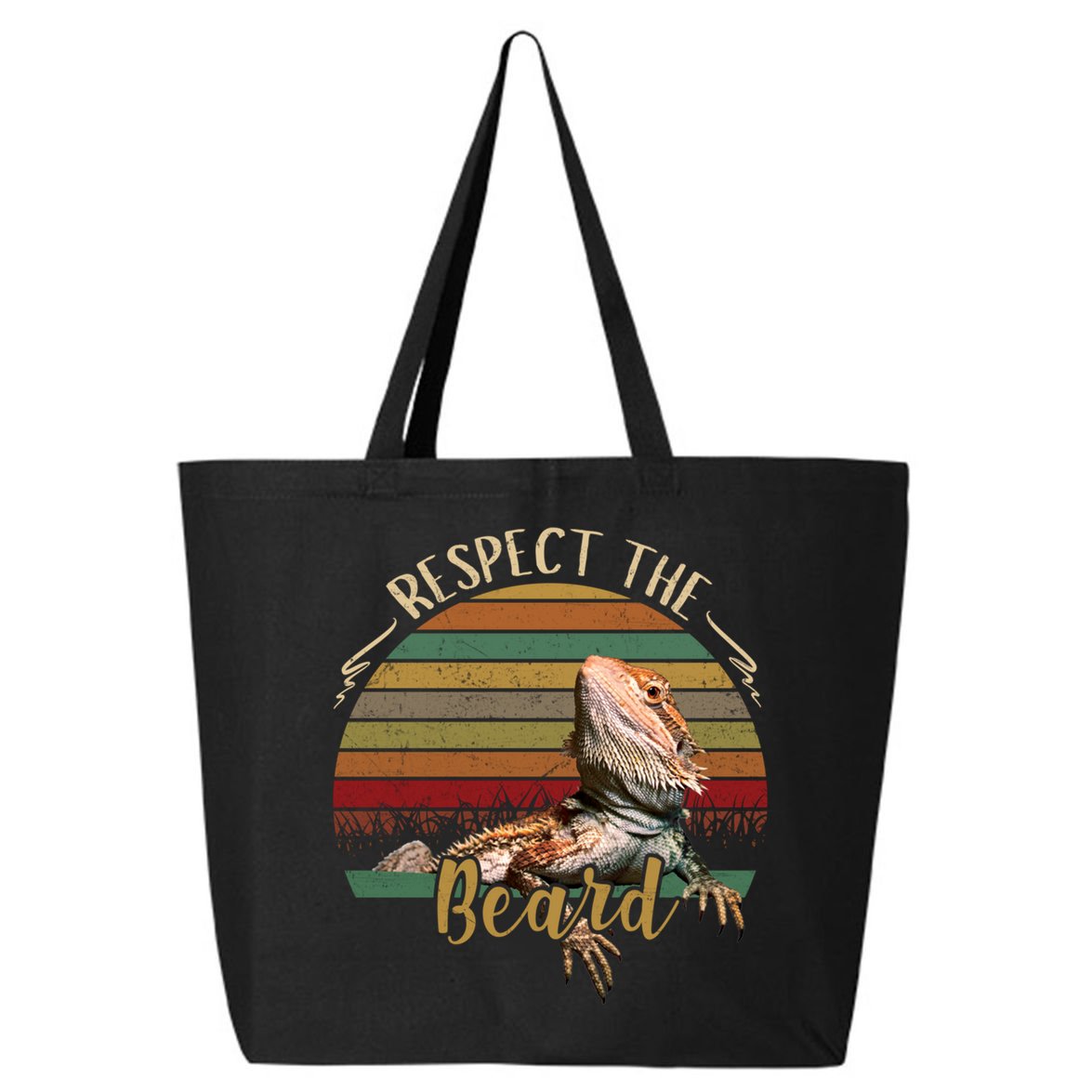Vintage Respect The Beard Funny Bearded Dragon Lizard Gift 25L Jumbo Tote