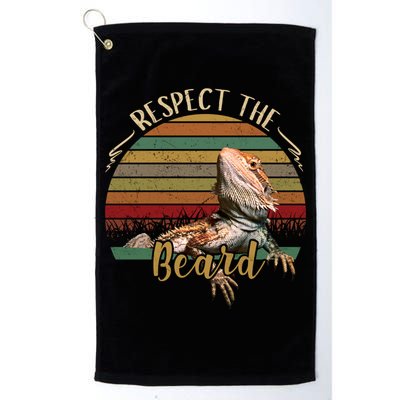 Vintage Respect The Beard Funny Bearded Dragon Lizard Gift Golf Towel