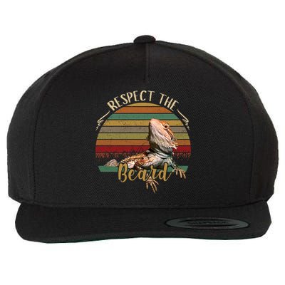 Vintage Respect The Beard Funny Bearded Dragon Lizard Gift Wool Snapback Cap