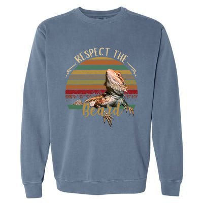 Vintage Respect The Beard Funny Bearded Dragon Lizard Gift Garment-Dyed Sweatshirt