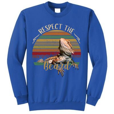 Vintage Respect The Beard Funny Bearded Dragon Lizard Gift Sweatshirt