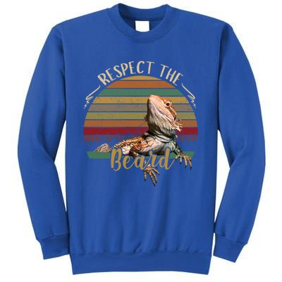 Vintage Respect The Beard Funny Bearded Dragon Lizard Gift Sweatshirt