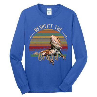 Vintage Respect The Beard Funny Bearded Dragon Lizard Gift Tall Long Sleeve T-Shirt