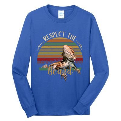 Vintage Respect The Beard Funny Bearded Dragon Lizard Gift Tall Long Sleeve T-Shirt