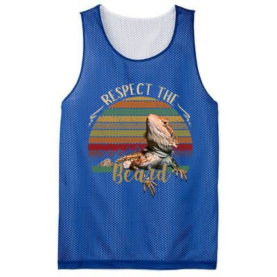 Vintage Respect The Beard Funny Bearded Dragon Lizard Gift Mesh Reversible Basketball Jersey Tank