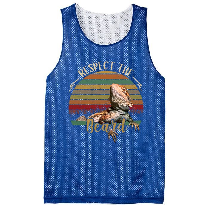 Vintage Respect The Beard Funny Bearded Dragon Lizard Gift Mesh Reversible Basketball Jersey Tank