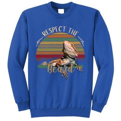 Vintage Respect The Beard Funny Bearded Dragon Lizard Gift Tall Sweatshirt