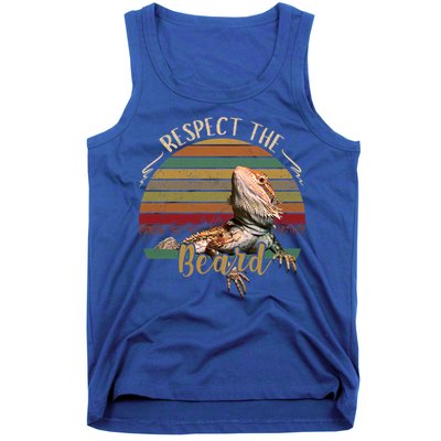 Vintage Respect The Beard Funny Bearded Dragon Lizard Gift Tank Top