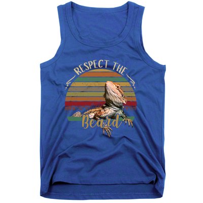 Vintage Respect The Beard Funny Bearded Dragon Lizard Gift Tank Top