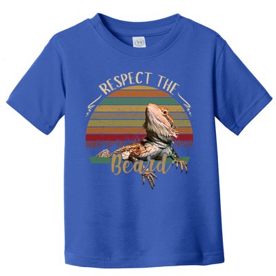 Vintage Respect The Beard Funny Bearded Dragon Lizard Gift Toddler T-Shirt